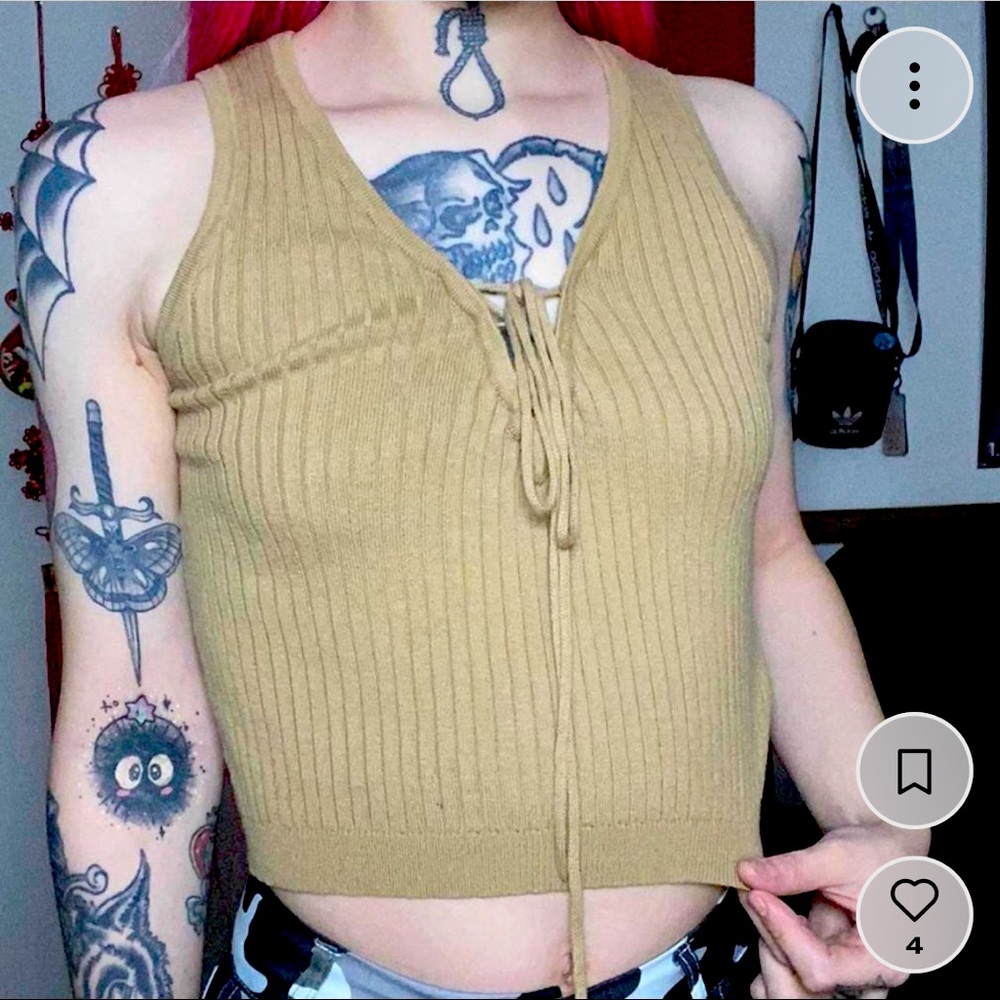 Tan Ribbed Crop Top